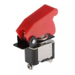 Metallic switch for vehicles, ON and OFF, matte red plastic cover